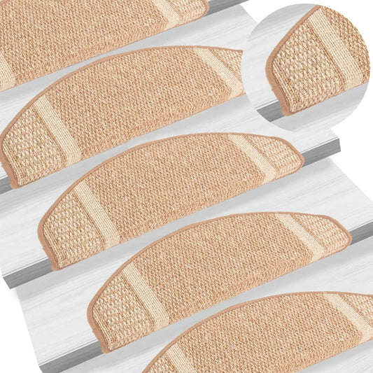 Berkfield Carpet Stair Treads Self-adhesive 15 pcs Light Brown 65x21x4 cm