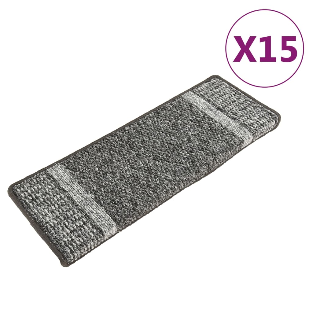 Berkfield Carpet Stair Treads Self-adhesive 15 pcs Grey 65x21x4 cm