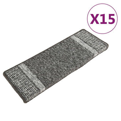 Berkfield Carpet Stair Treads Self-adhesive 15 pcs Grey 65x21x4 cm
