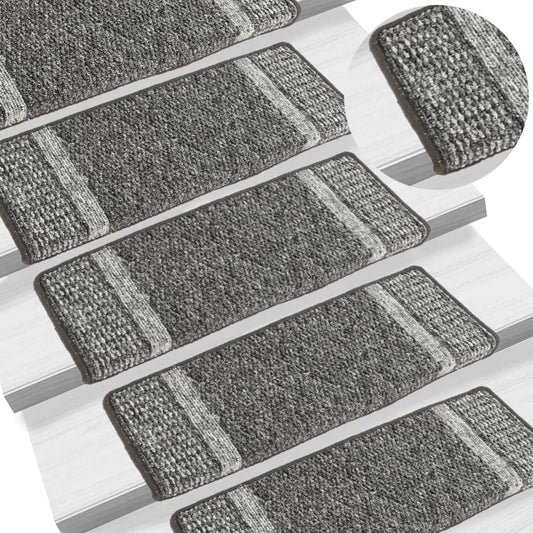 Berkfield Carpet Stair Treads Self-adhesive 15 pcs Grey 65x21x4 cm