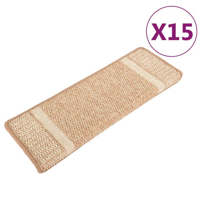 Berkfield Carpet Stair Treads Self-adhesive 15 pcs Light Brown 65x21x4 cm