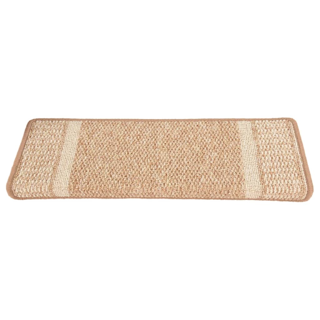 Berkfield Carpet Stair Treads Self-adhesive 15 pcs Light Brown 65x21x4 cm