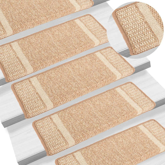 Berkfield Carpet Stair Treads Self-adhesive 15 pcs Light Brown 65x21x4 cm