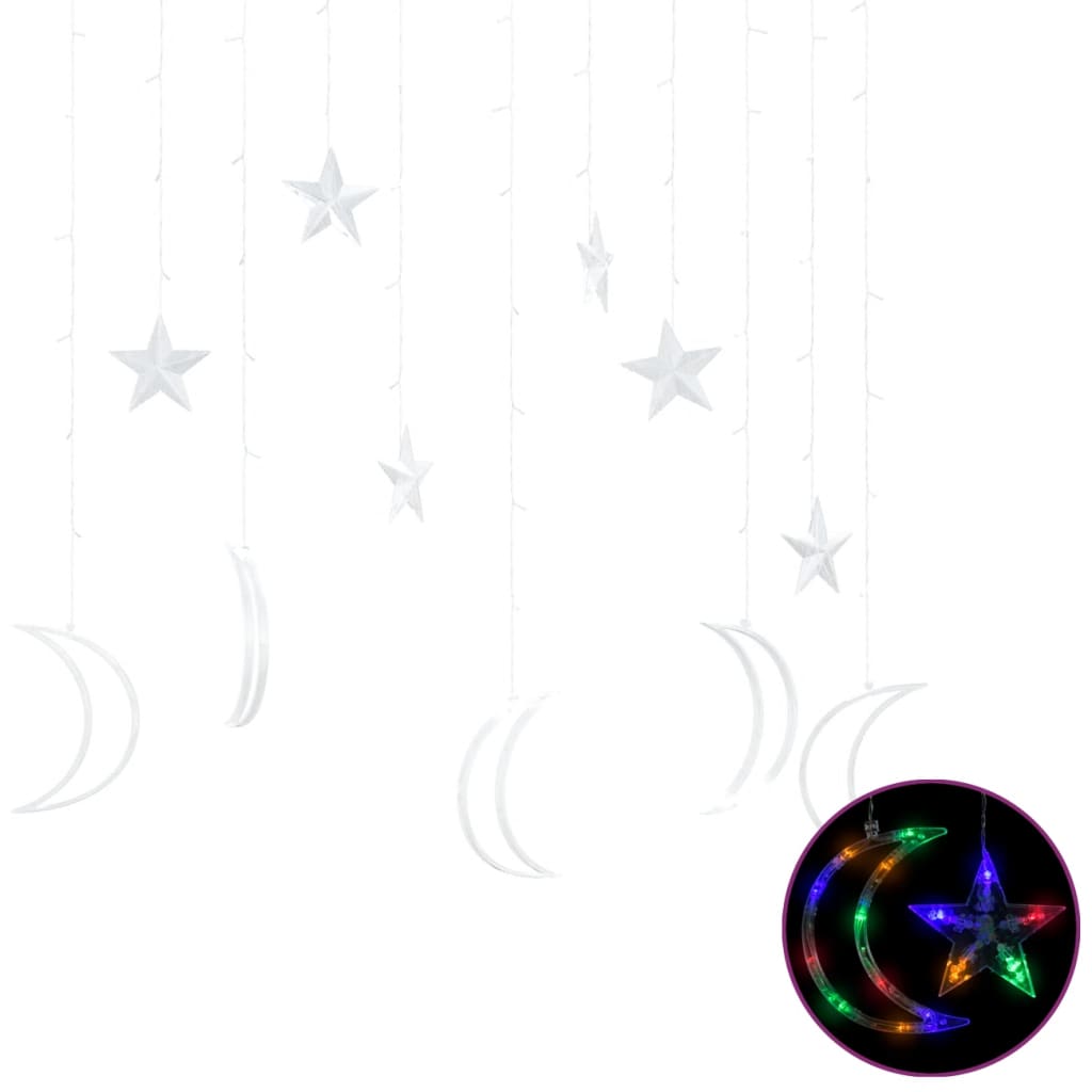 Berkfield Star and Moon Fairy Lights Remote Control 138 LED Colourful