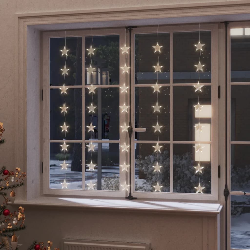 Berkfield LED Star Curtain Fairy Lights 200 LED Warm White 8 Function