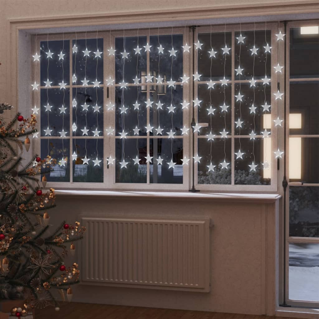 Berkfield LED Star Curtain Fairy Lights 500 LED Cold White 8 Function