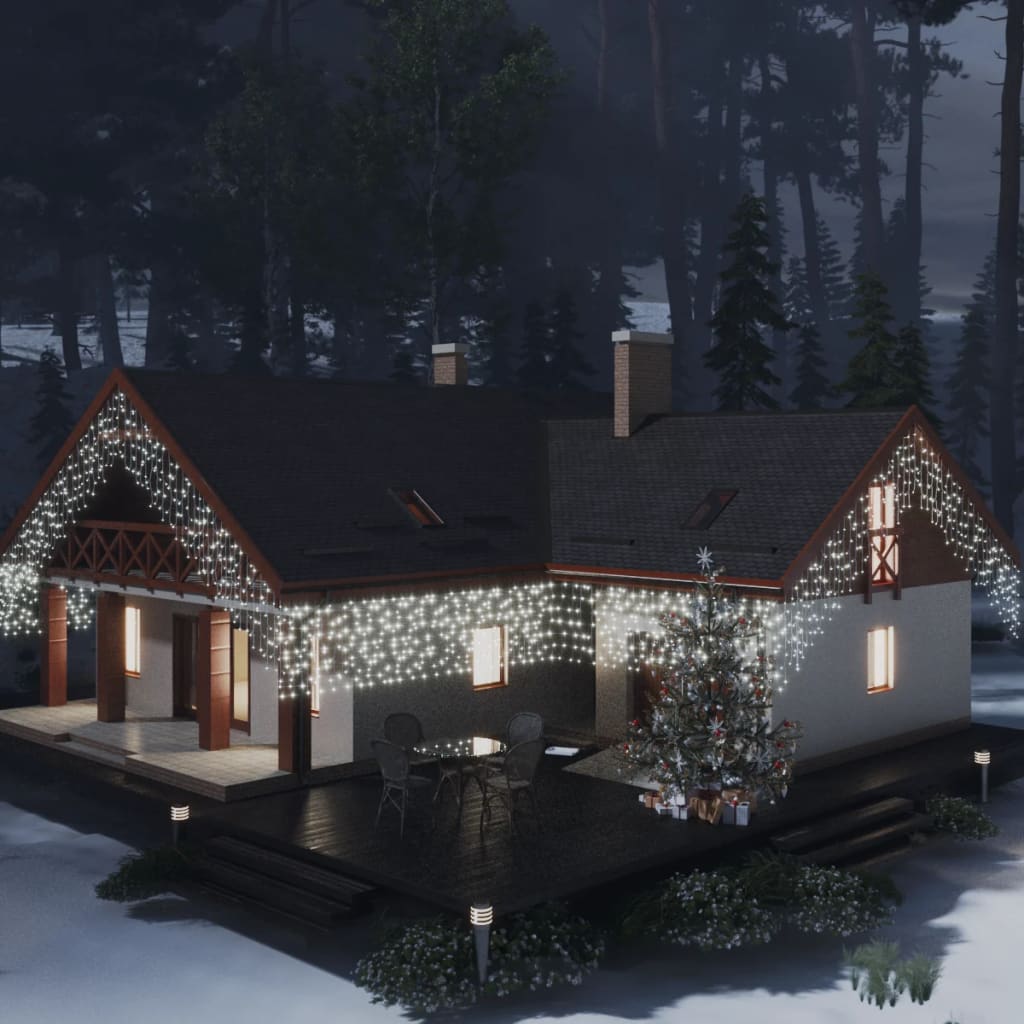 Berkfield LED Curtain Icicle Lights 10m 400 LED Cold White 8 Function