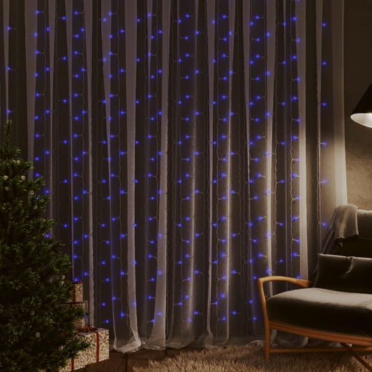 Berkfield LED Curtain Fairy Lights 3x3m 300 LED Blue 8 Function