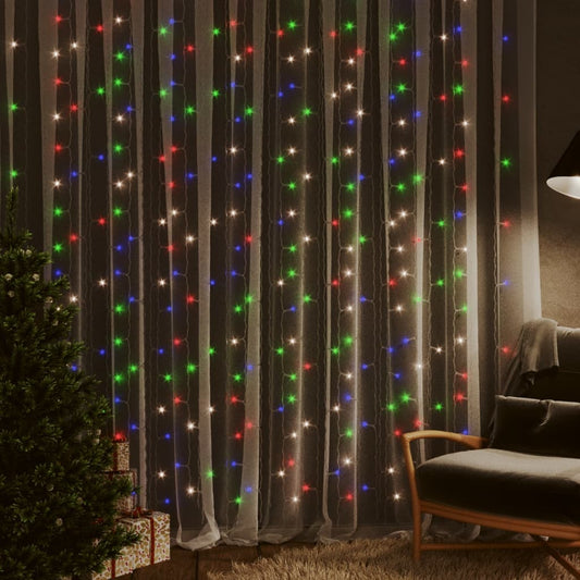 Berkfield LED Curtain Fairy Lights 3x3m 300 LED Colourful 8 Function