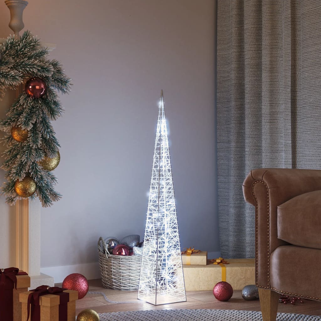 Berkfield Acrylic Decorative LED Light Cone Cold White 90 cm