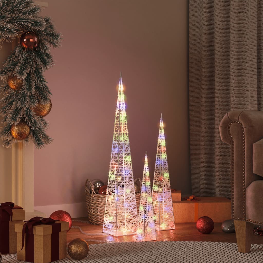 Berkfield Acrylic Decorative LED Light Cone Set Multicolour 30/45/60cm