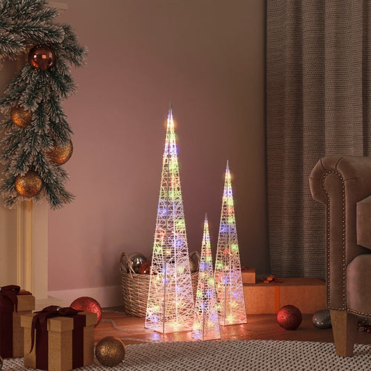 Berkfield Acrylic Decorative LED Light Cone Set Multicolour 30/45/60cm