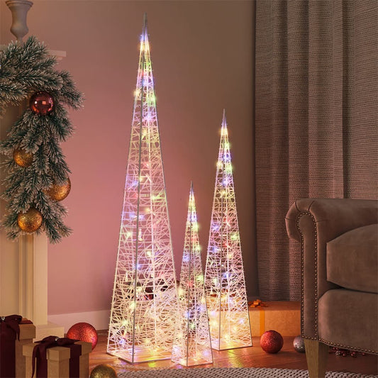 Berkfield Acrylic Decorative LED Light Cone Set Multicolour 60/90/120cm