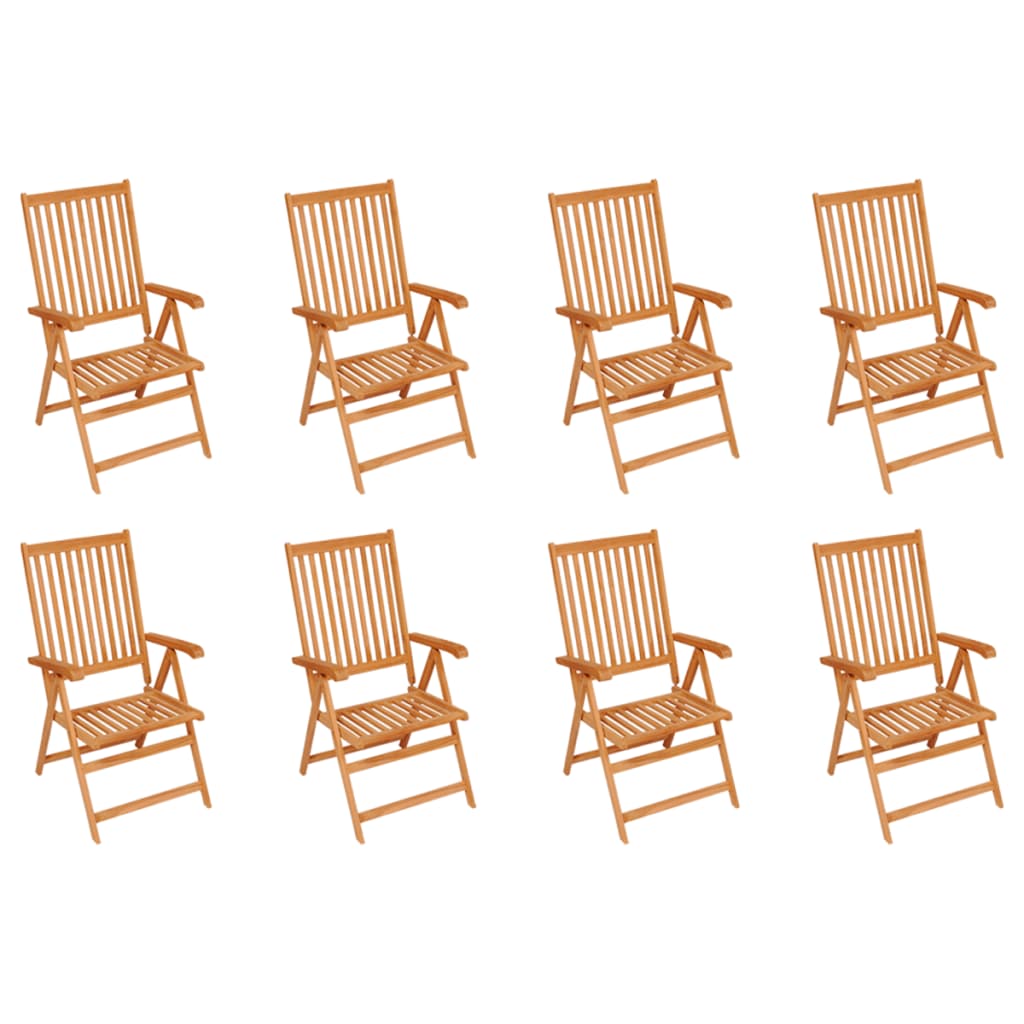 Berkfield Reclining Garden Chairs 8 pcs Solid Teak Wood