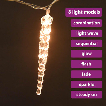 Berkfield Christmas Icicle Lights 40pcs Warm White Acrylic Remote Control