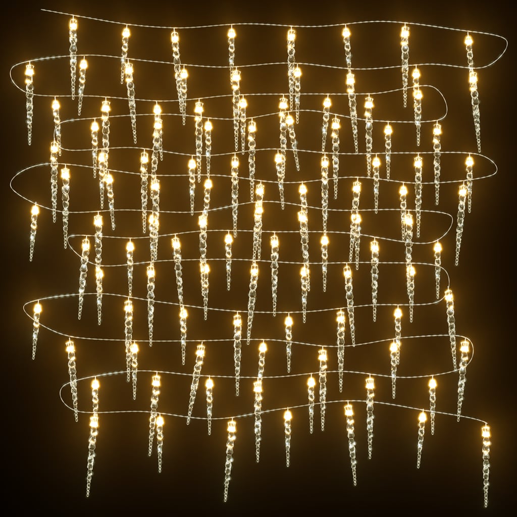 Berkfield Christmas Icicle Lights 40pcs Warm White Acrylic Remote Control
