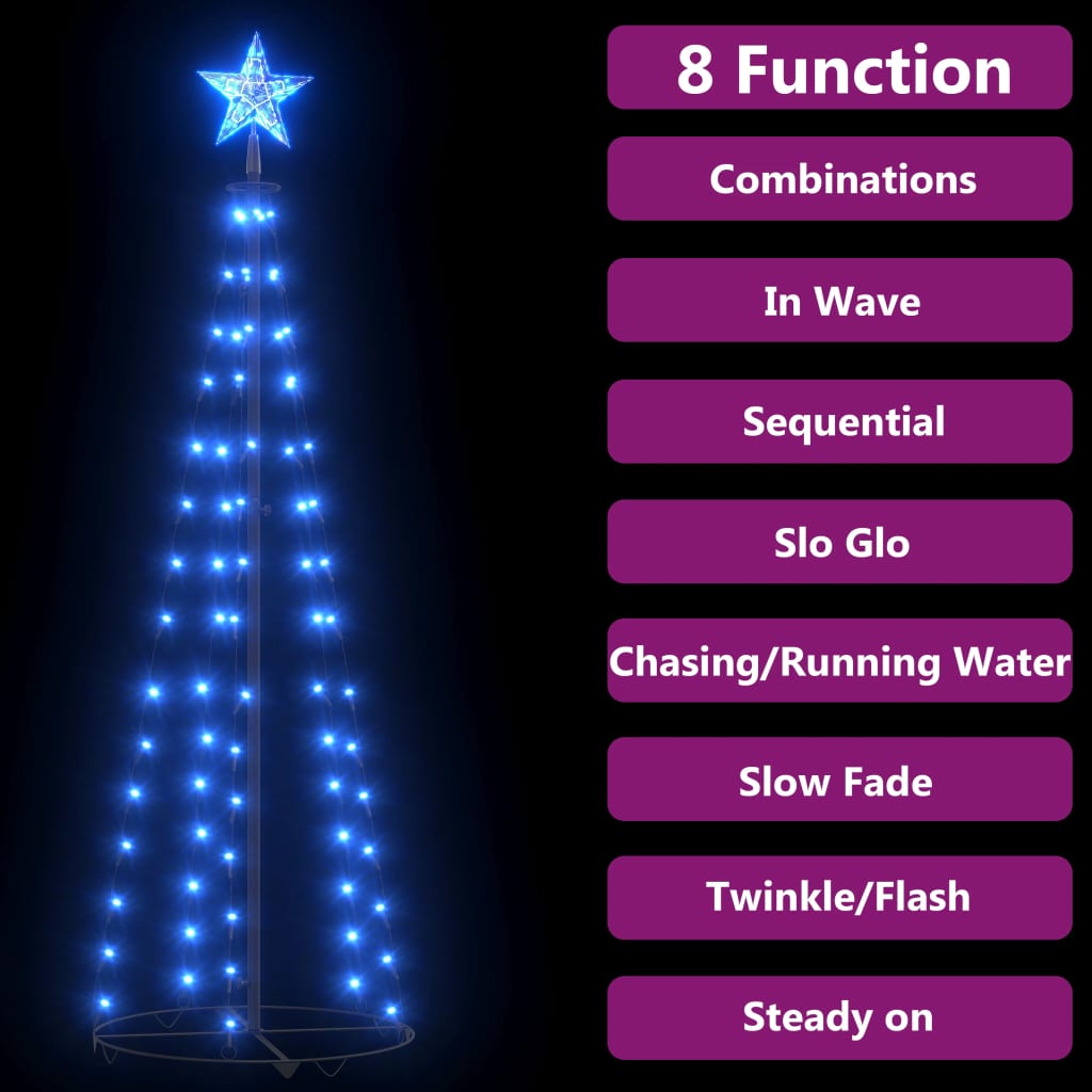 Berkfield Christmas Cone Tree Blue 70 LEDs Decoration 50x120 cm