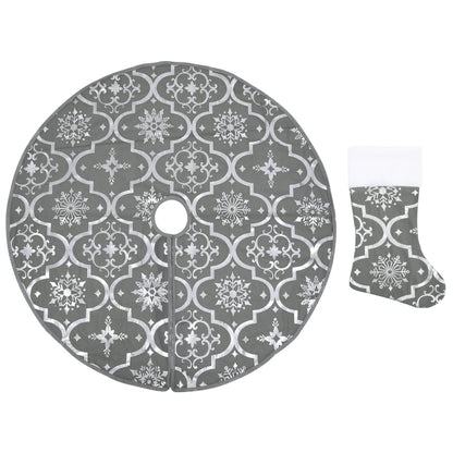 Berkfield Luxury Christmas Tree Skirt with Sock Grey 90 cm Fabric