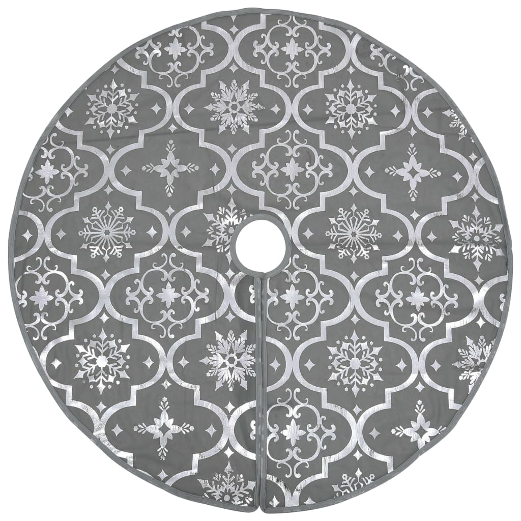 Berkfield Luxury Christmas Tree Skirt with Sock Grey 90 cm Fabric