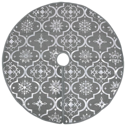 Berkfield Luxury Christmas Tree Skirt with Sock Grey 150 cm Fabric