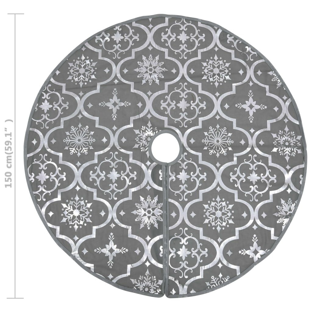 Berkfield Luxury Christmas Tree Skirt with Sock Grey 150 cm Fabric