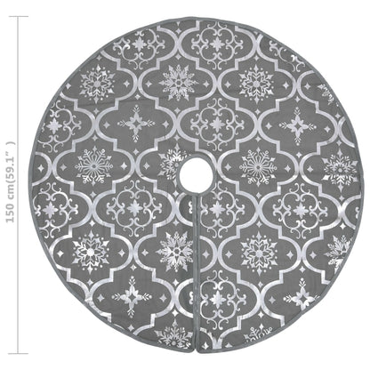 Berkfield Luxury Christmas Tree Skirt with Sock Grey 150 cm Fabric