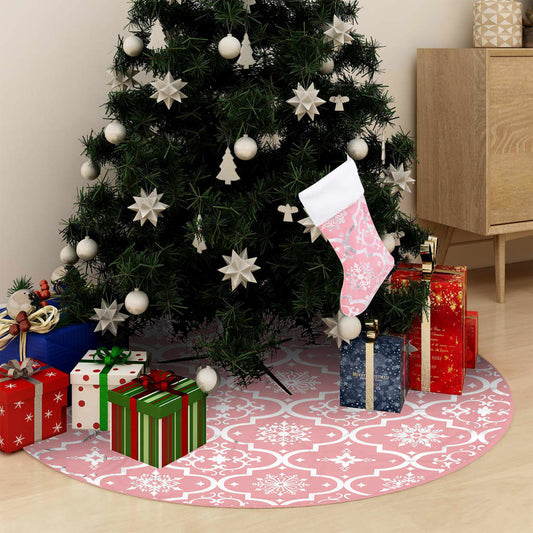 Berkfield Luxury Christmas Tree Skirt with Sock Pink 122 cm Fabric