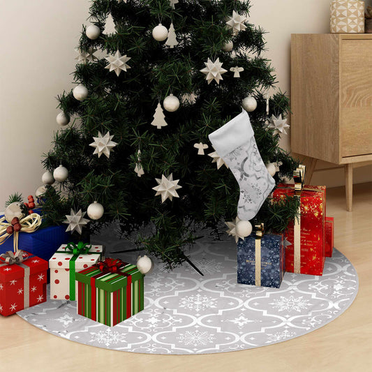 Berkfield Luxury Christmas Tree Skirt with Sock White 90 cm Fabric