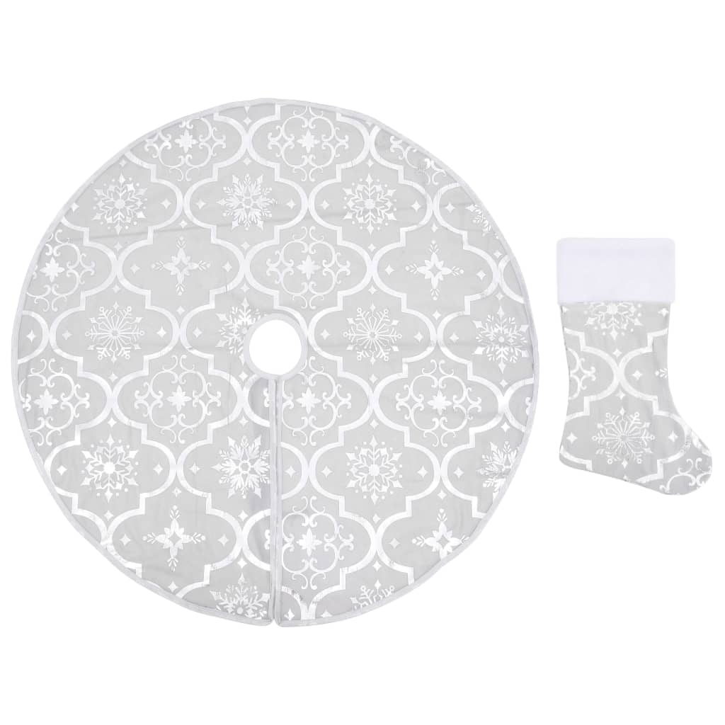 Berkfield Luxury Christmas Tree Skirt with Sock White 122 cm Fabric