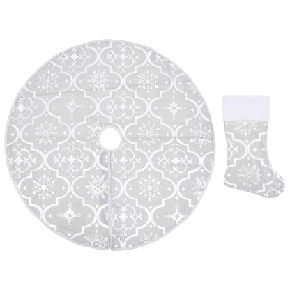 Berkfield Luxury Christmas Tree Skirt with Sock White 122 cm Fabric