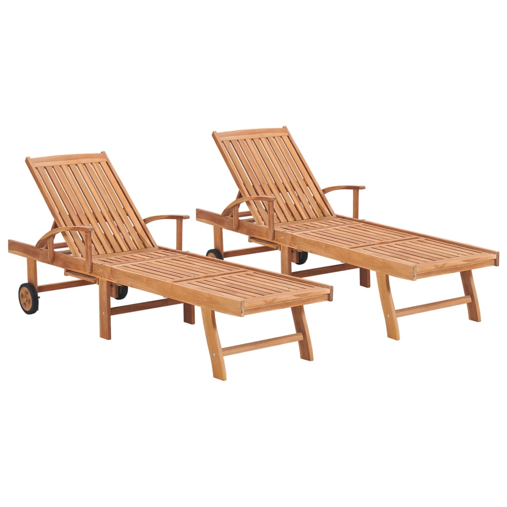 Berkfield Sun Loungers 2 pcs Solid Teak Wood