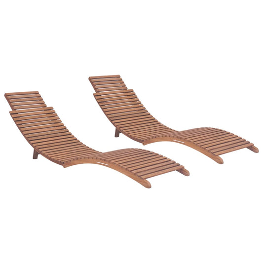 Berkfield Folding Sun Loungers 2 pcs Solid Teak Wood