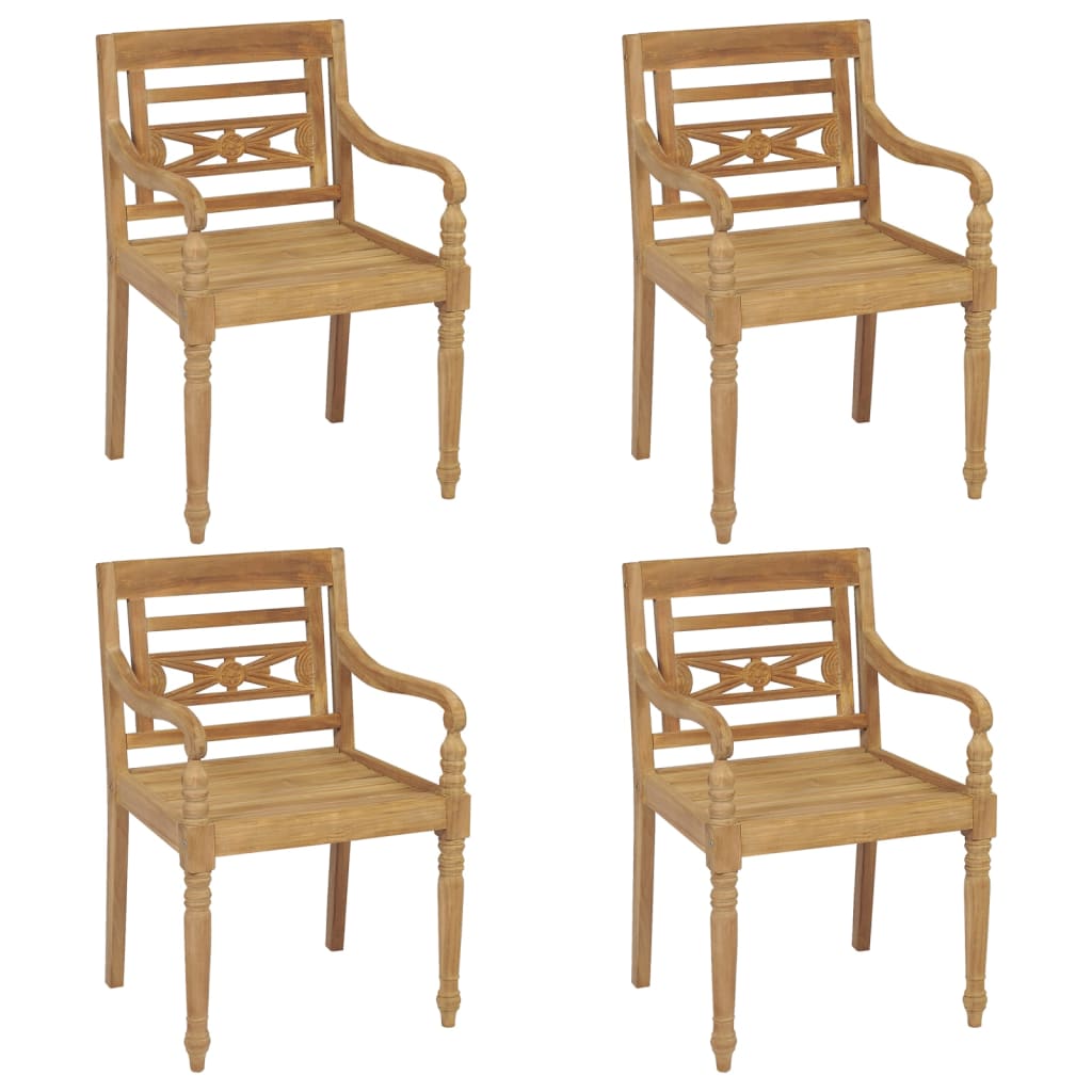 Berkfield Batavia Chairs 4 pcs Solid Teak Wood