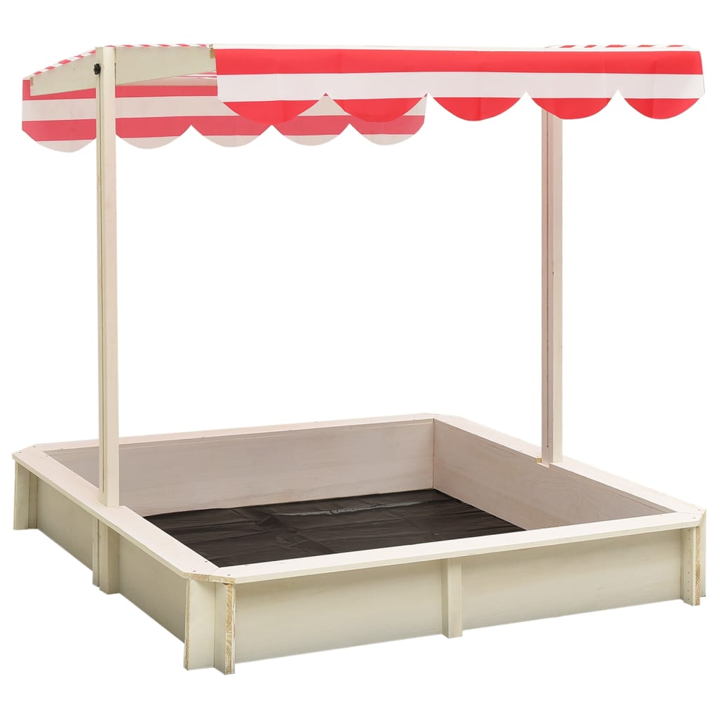 Berkfield Sandbox with Adjustable Roof Fir Wood White and Red UV50