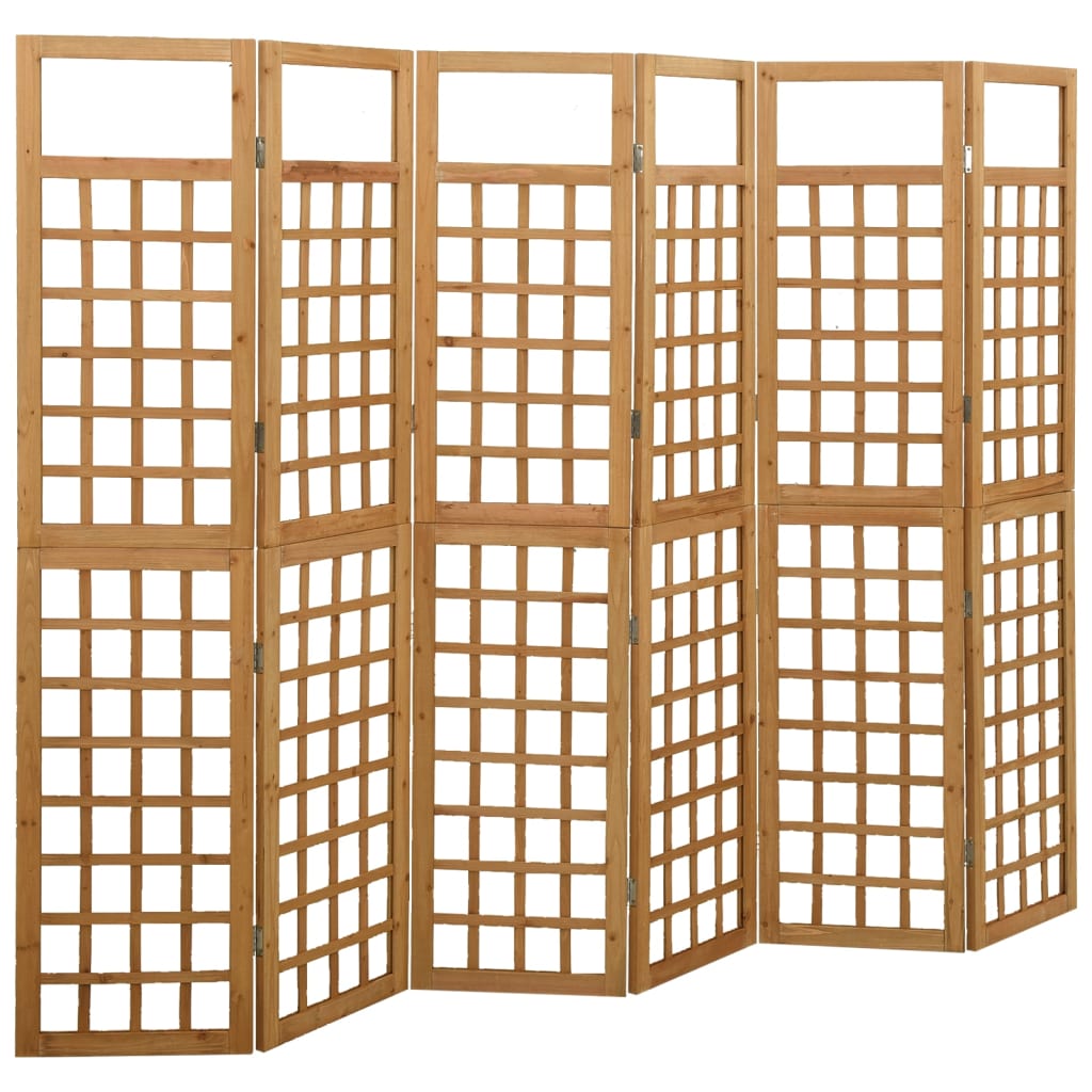 Berkfield 6-Panel Room Divider/Trellis Solid Fir Wood 242.5x180 cm