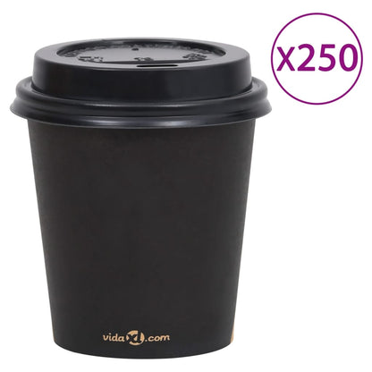 Berkfield Coffee Paper Cups with Lids 200 ml 250 pcs Black