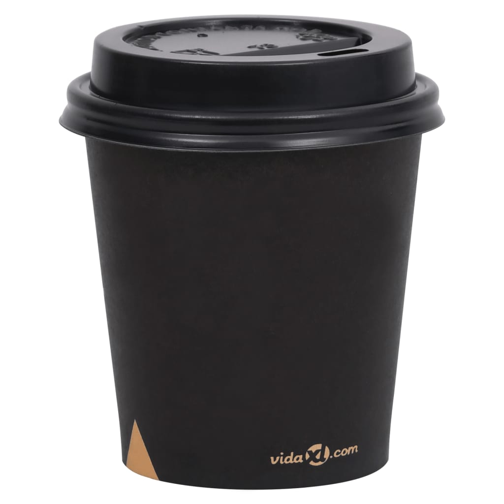 Berkfield Coffee Paper Cups with Lids 200 ml 250 pcs Black