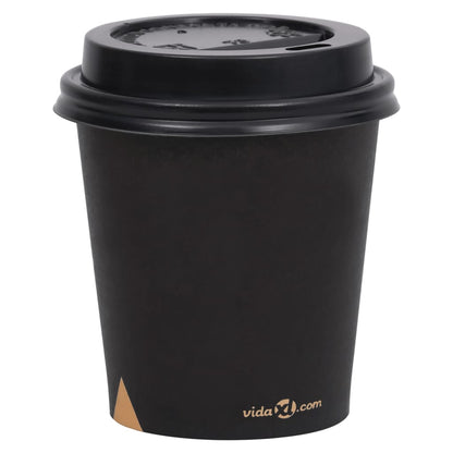 Berkfield Coffee Paper Cups with Lids 200 ml 250 pcs Black