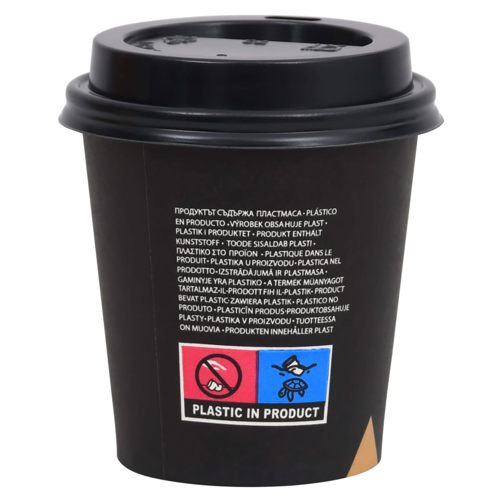 Berkfield Coffee Paper Cups with Lids 200 ml 250 pcs Black