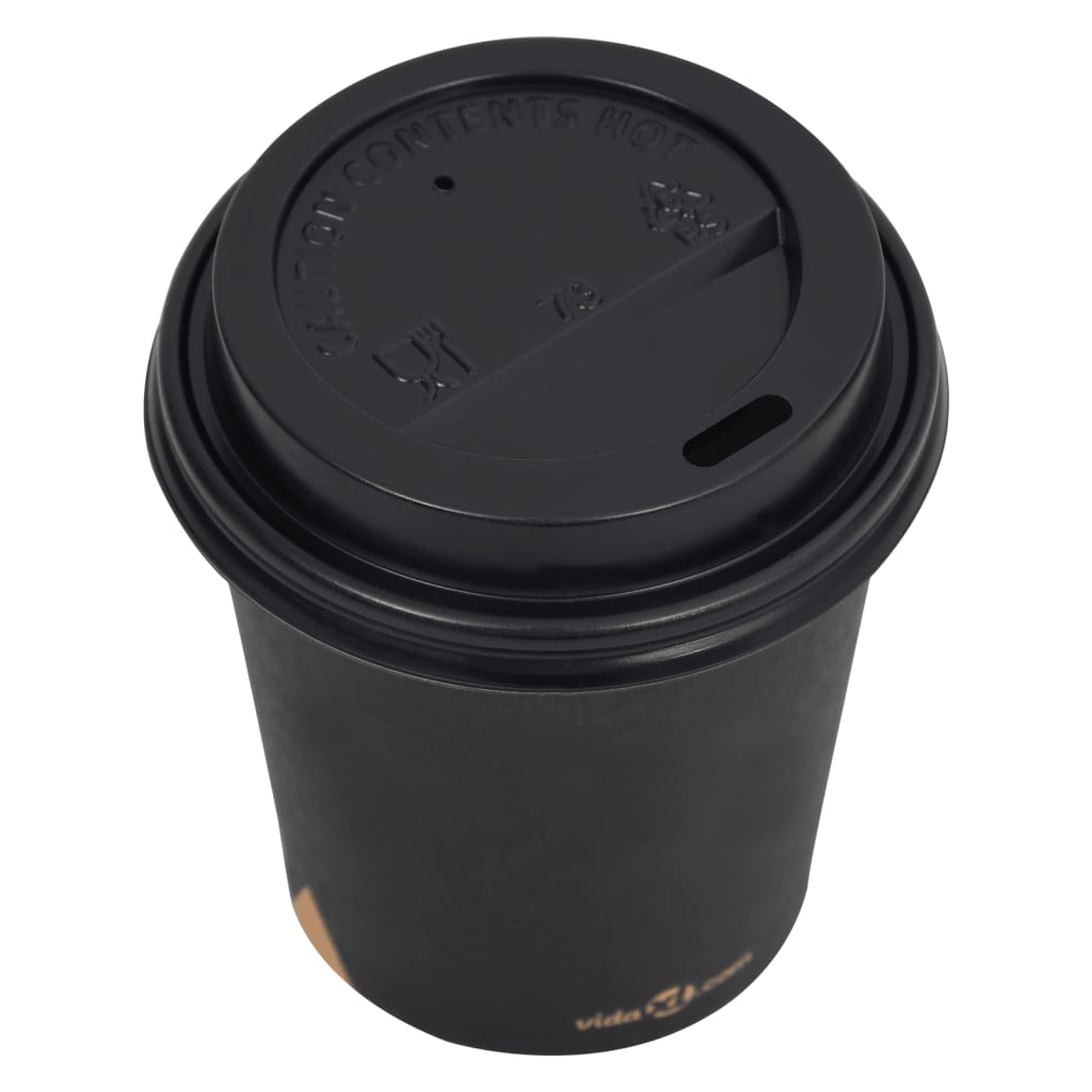 Berkfield Coffee Paper Cups with Lids 200 ml 250 pcs Black