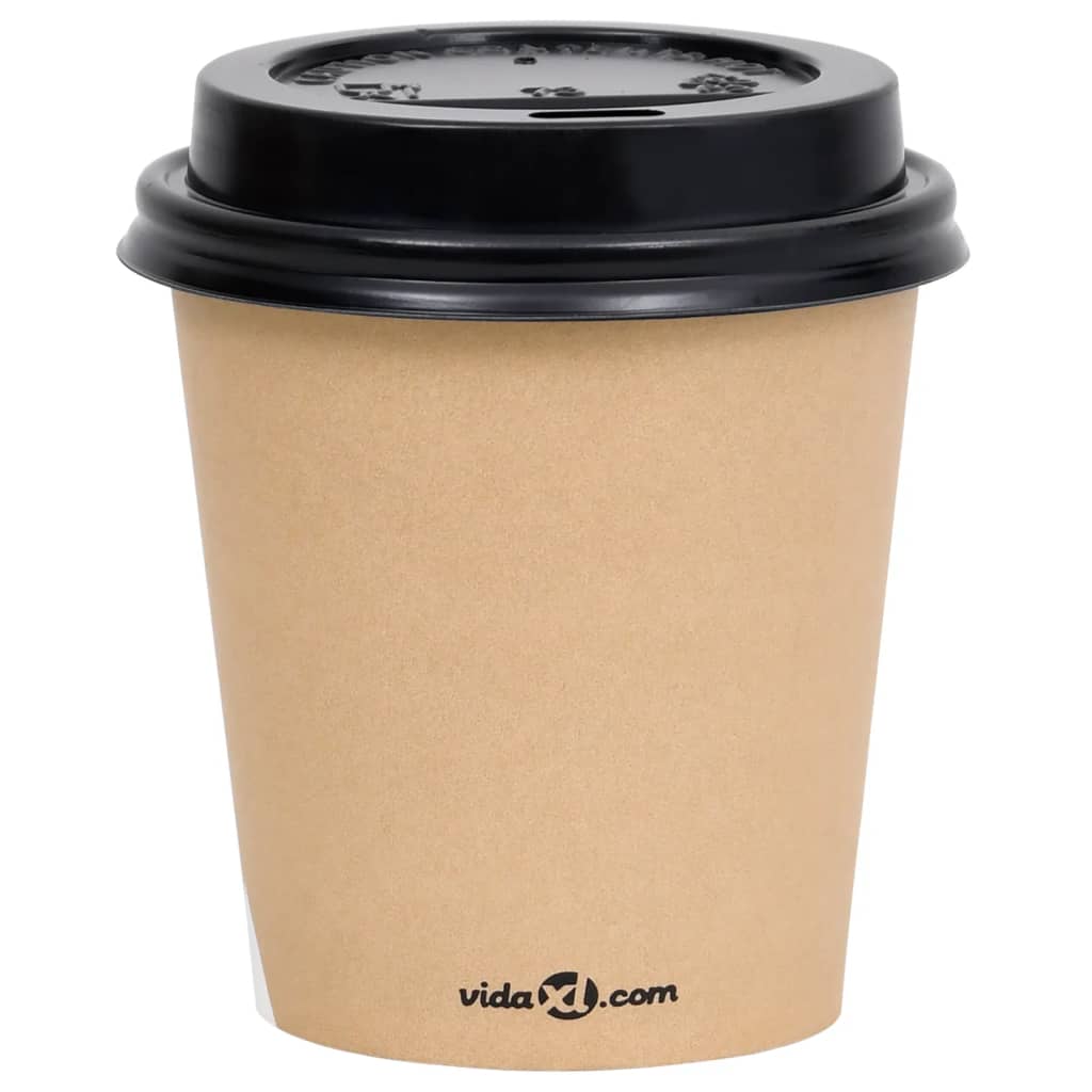 Berkfield Coffee Paper Cups with Lids 200 ml 500 pcs Brown