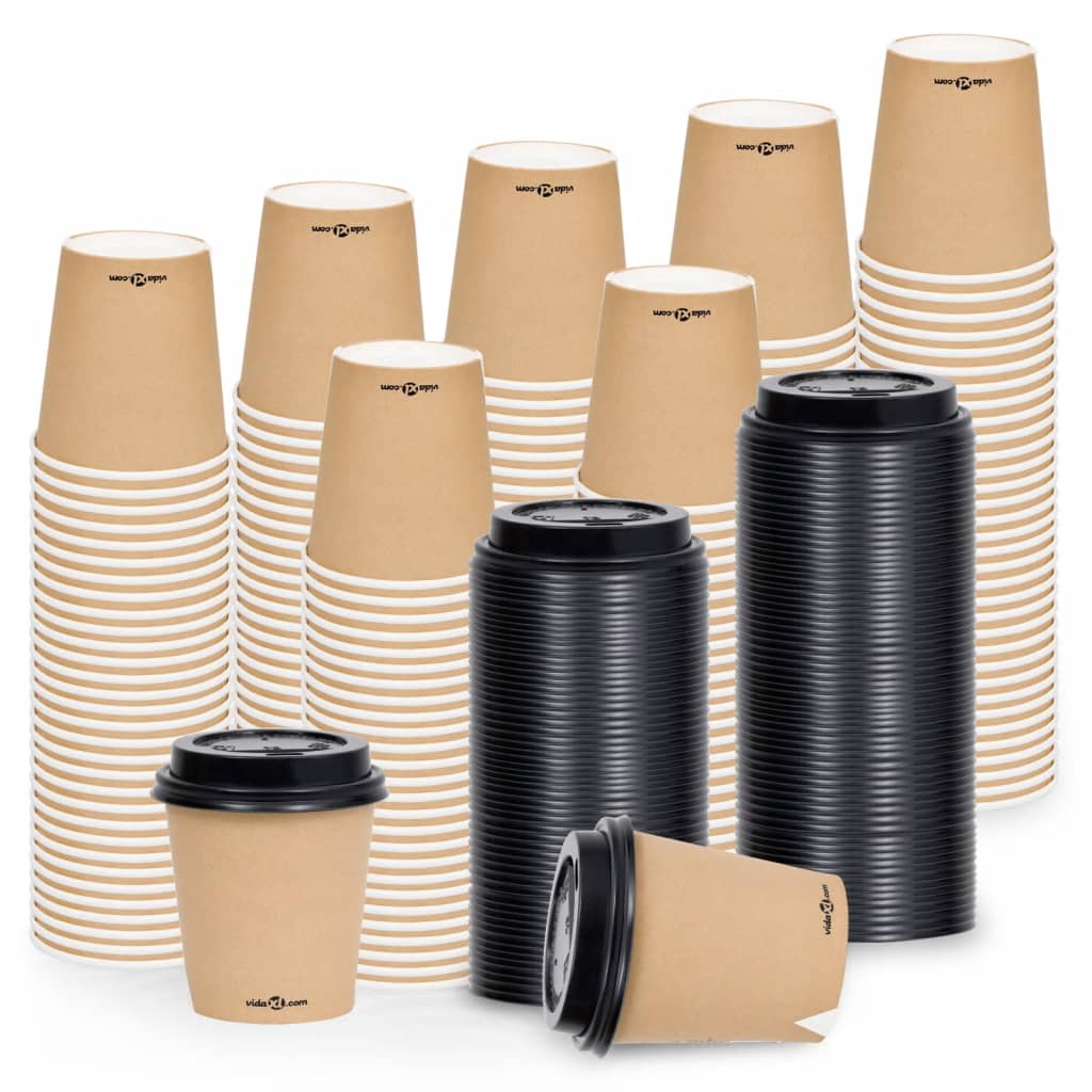 Berkfield Coffee Paper Cups with Lids 200 ml 500 pcs Brown