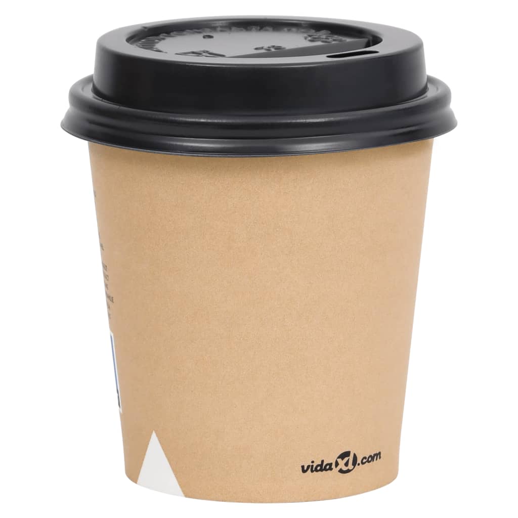 Berkfield Coffee Paper Cups with Lids 200 ml 500 pcs Brown