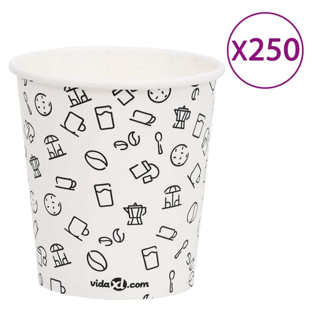 Berkfield Coffee Paper Cups 200 ml 250 pcs White and Black