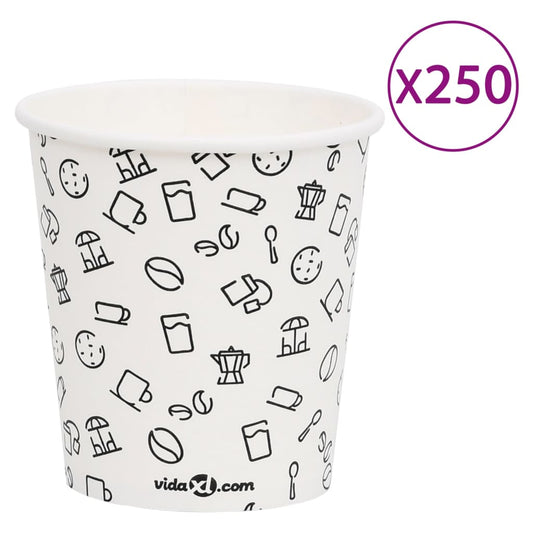 Berkfield Coffee Paper Cups 200 ml 250 pcs White and Black