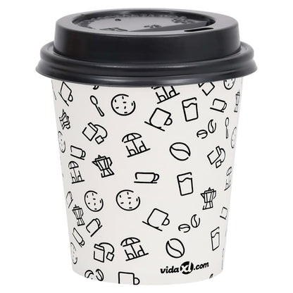 Berkfield Coffee Paper Cups with Lids 200 ml 100 pcs White and Black