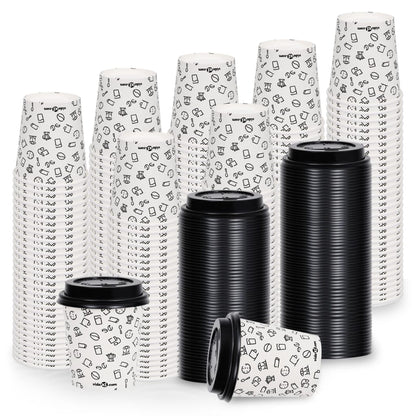 Berkfield Coffee Paper Cups with Lids 200 ml 500 pcs White and Black