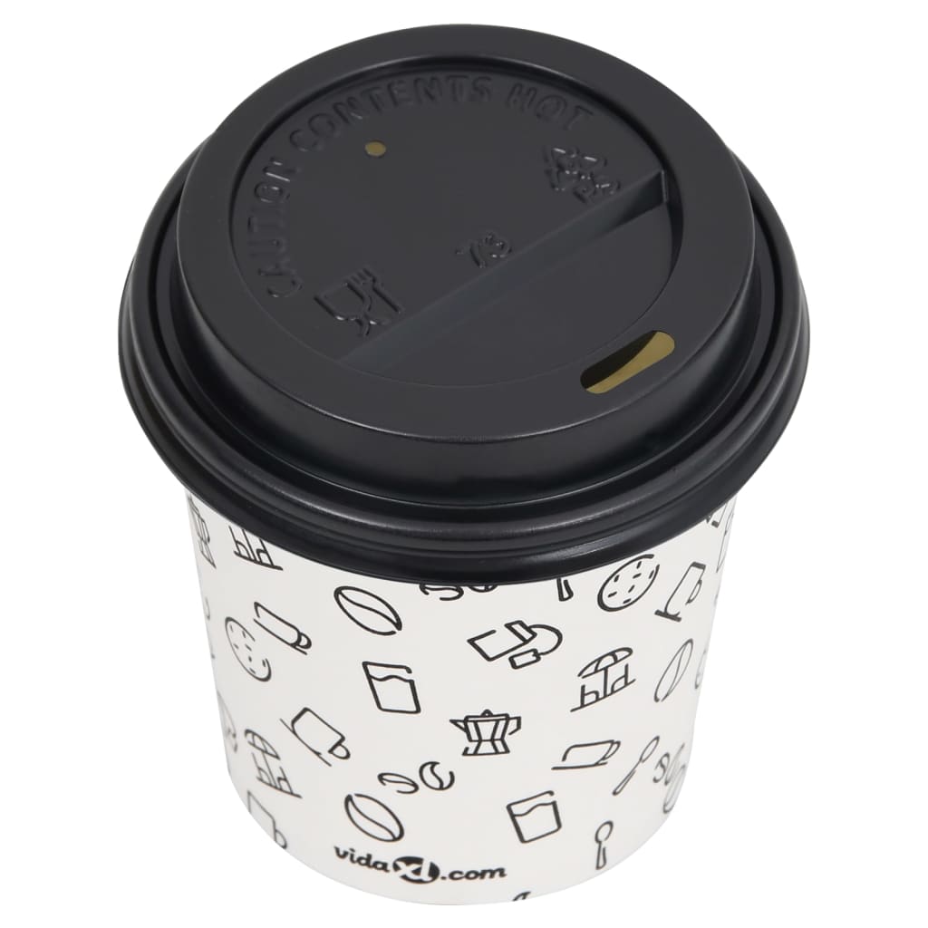 Berkfield Coffee Paper Cups with Lids 200 ml 500 pcs White and Black