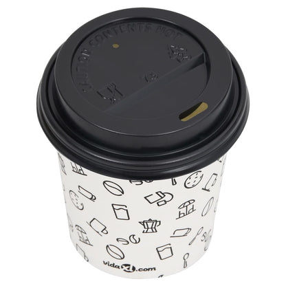 Berkfield Coffee Paper Cups with Lids 200 ml 500 pcs White and Black