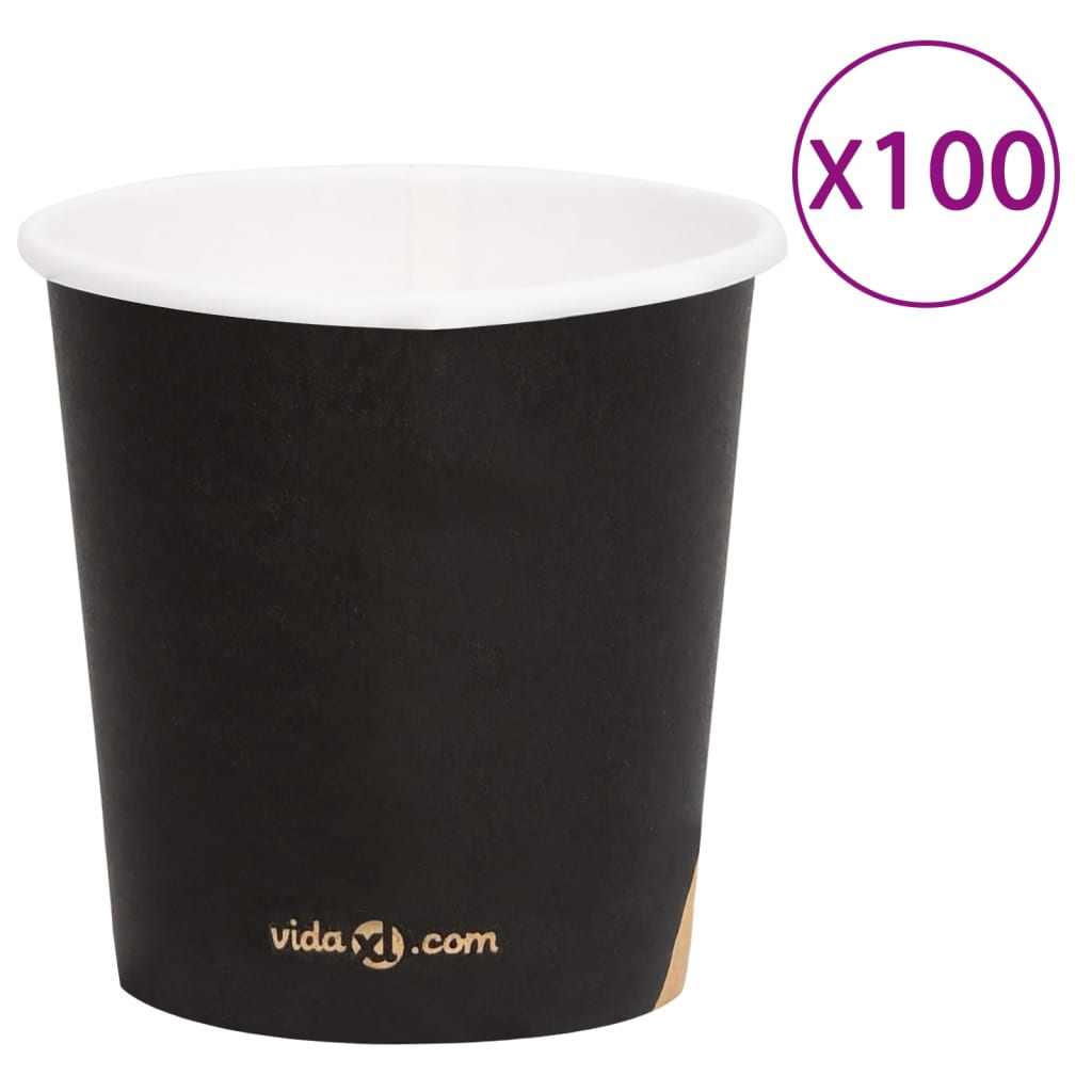 Berkfield Coffee Paper Cups 120 ml 100 pcs Black